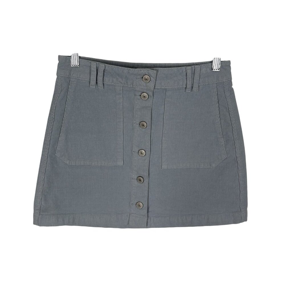 American Eagle Womn 2 Blue Corduroy Super Stretch Super Hi-Rise A-Line Skirt NWT - Picture 2 of 12